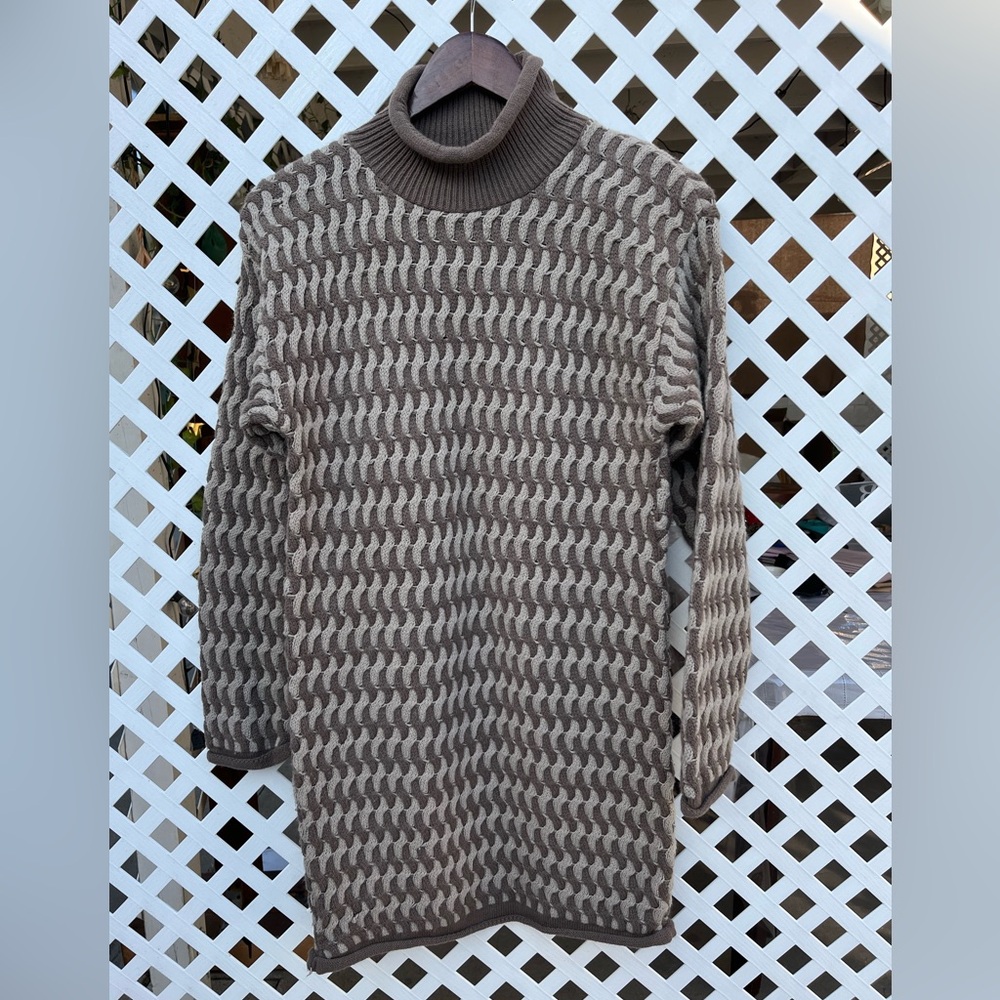 Women's VTG R.T.W. turtle neck knit brown sweater wool blend S